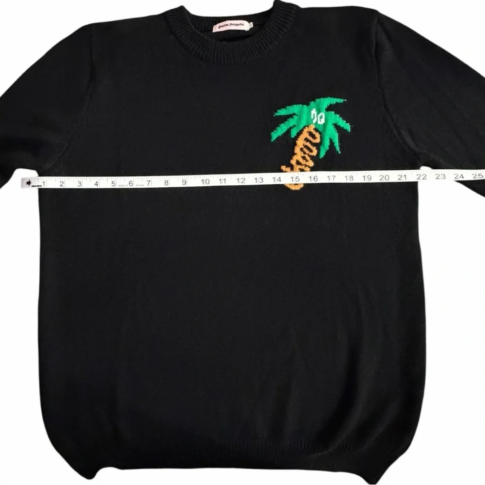 Palm Angels Black Palm Tree Chenille Patch Knit Sweater Sz XL Excellent (Unisex)